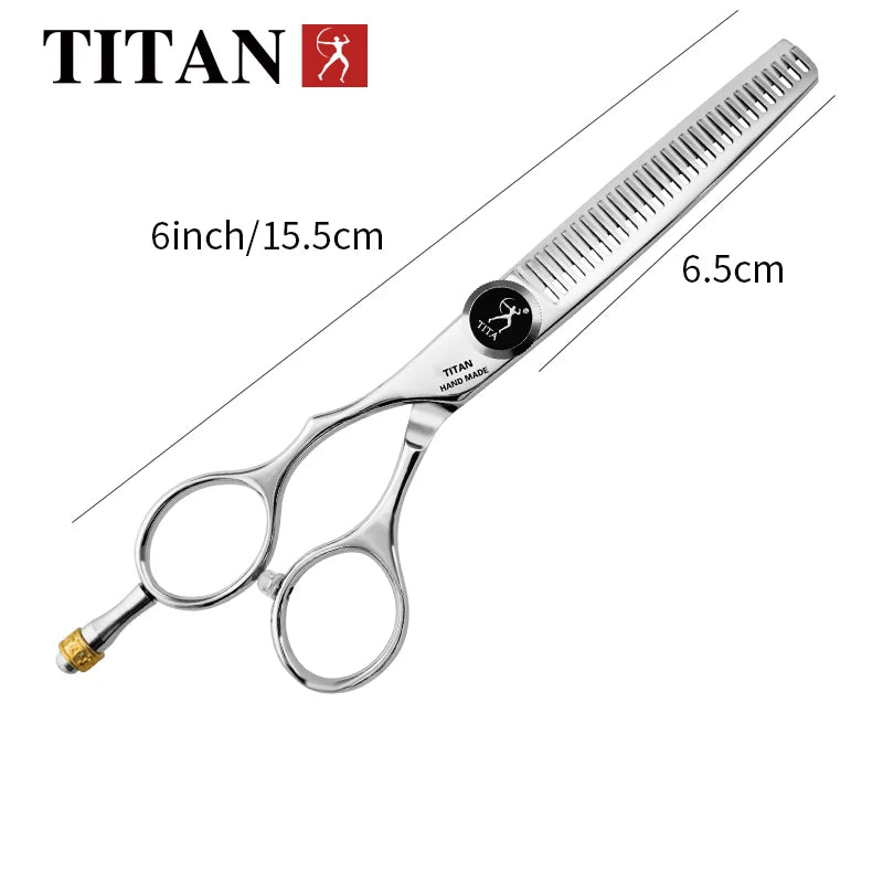 TITAN professional barber cut left handle  hair scissors cutting and thinning shear 6inch 440c japan stainless steel