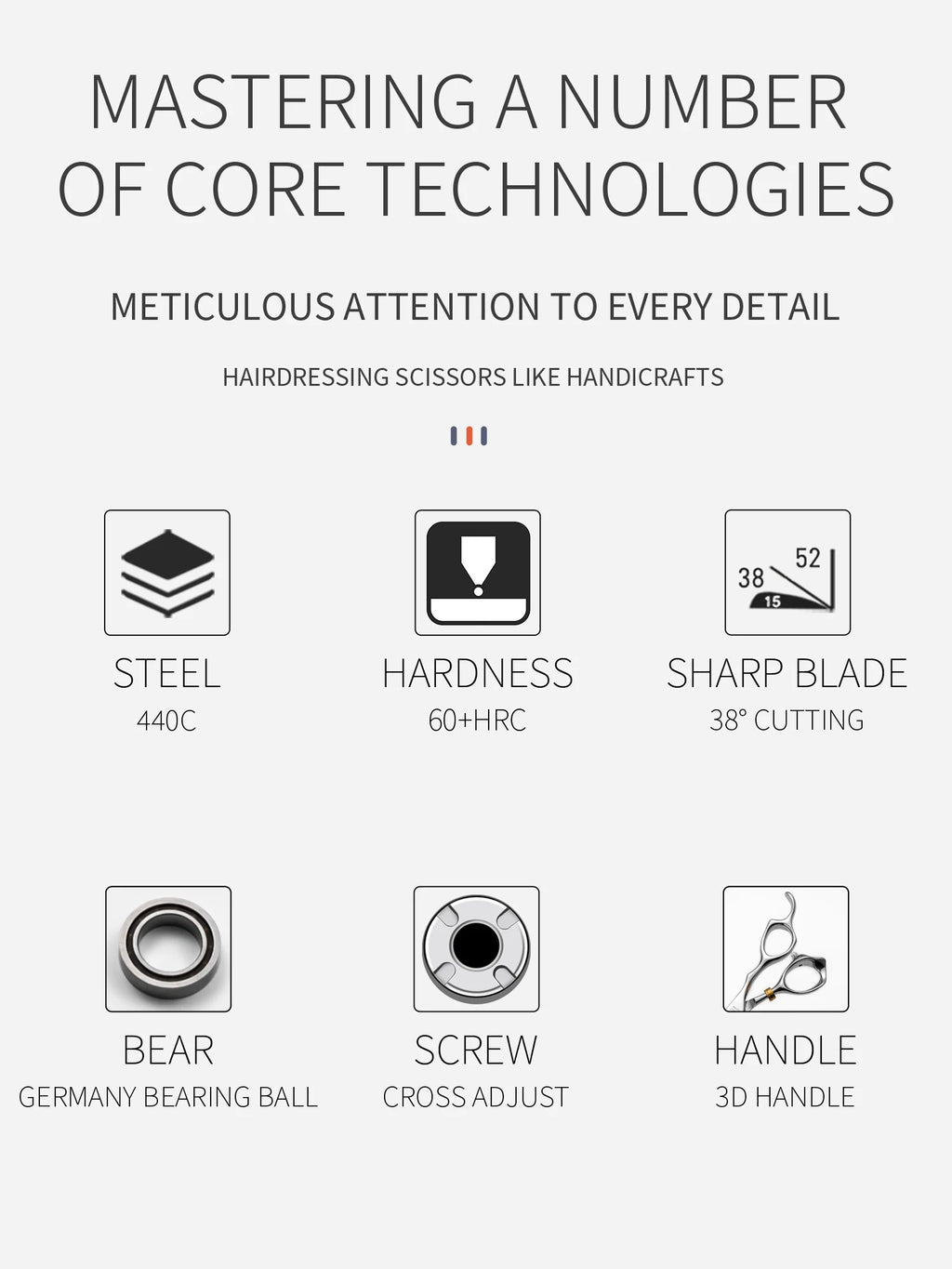 Hikari Titan Professional Japanese Hair Scissors – 440C Steel Cutting & Thinning Shears, 5.0–6.5”