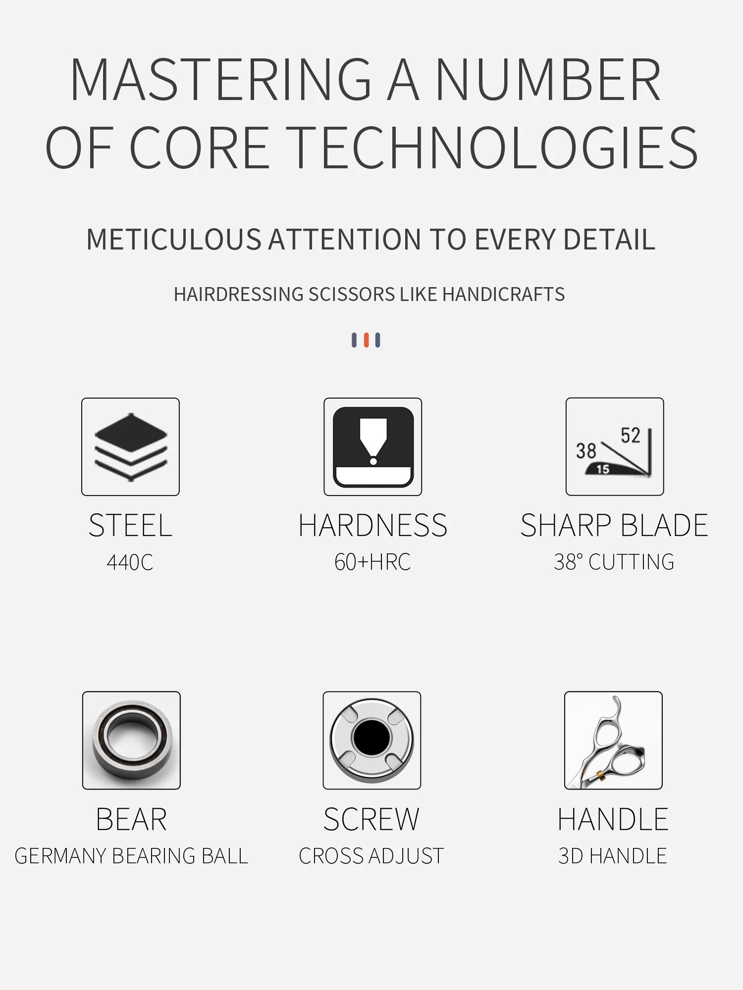 Hikari Titan Professional Japanese Hair Scissors – 440C Steel Cutting & Thinning Shears, 5.0–6.5”