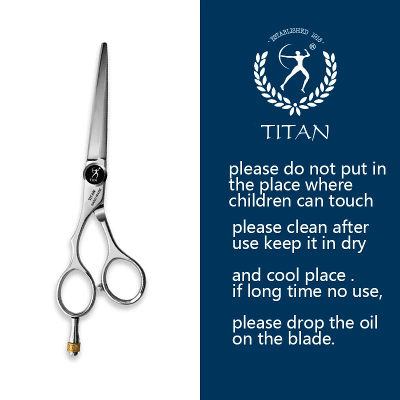 TITAN professional barber cut left handle  hair scissors cutting and thinning shear 6inch 440c japan stainless steel