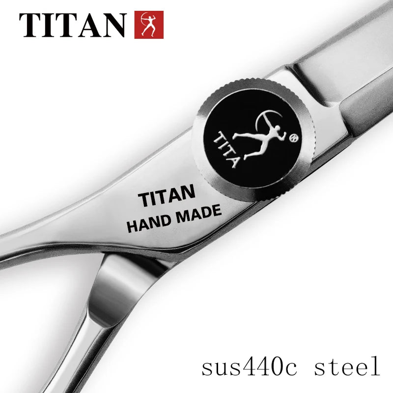 TITAN professional barber cut left handle  hair scissors cutting and thinning shear 6inch 440c japan stainless steel