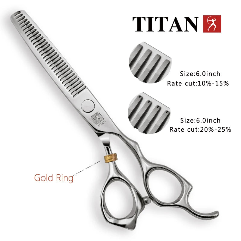 Hikari Titan Professional Japanese Barber Scissors – Hair Cutting & Thinning Shears, 440C Steel, 5–6.5