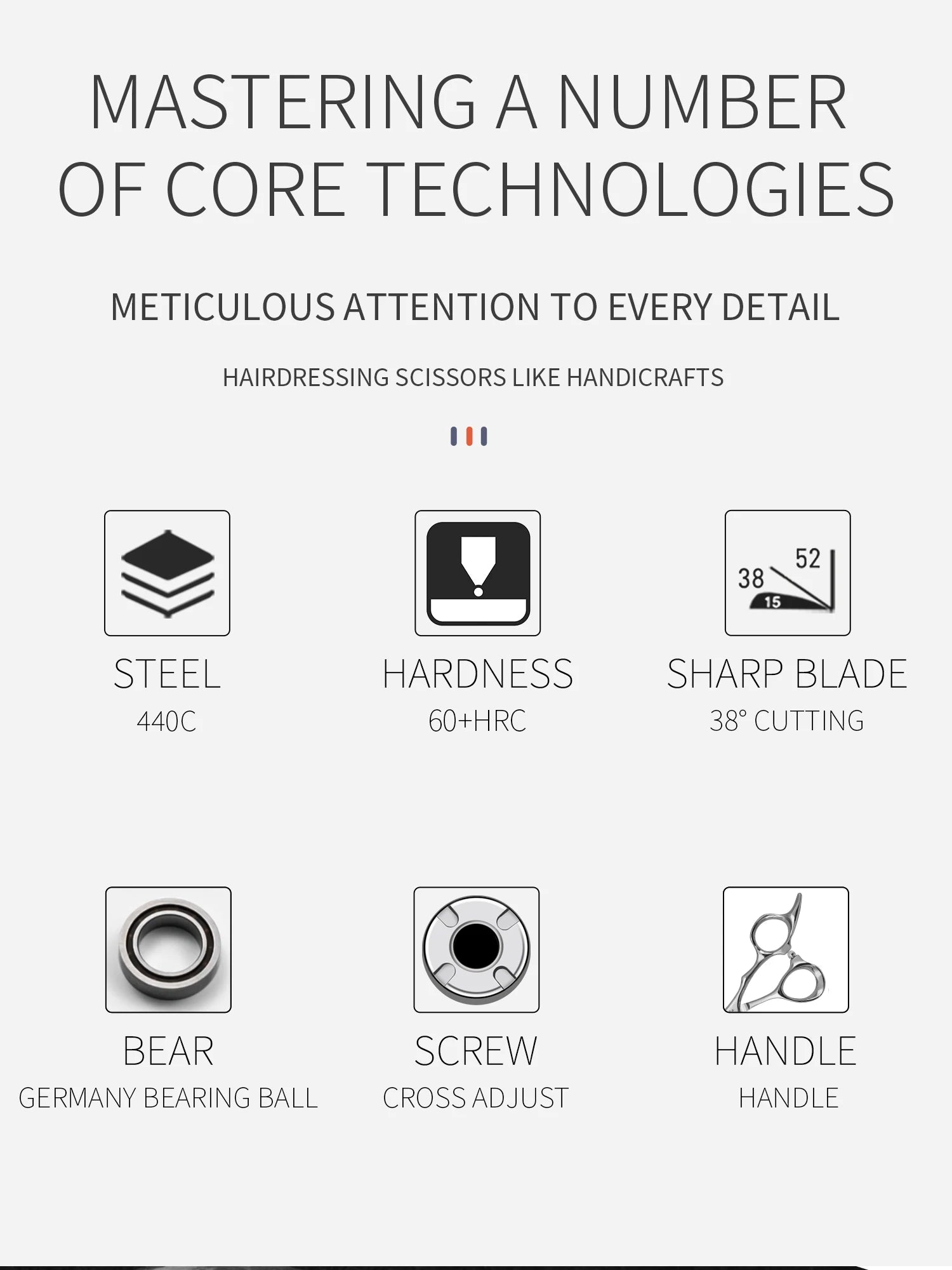 Hikari Titan Professional Japanese Hair Scissors – 440C Steel Cutting & Thinning Shears, 5.5–6.5”